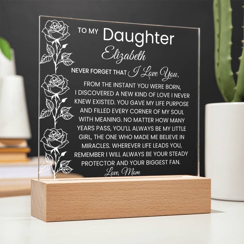 Daughter Roses Never Forget Rose Plaque Gift