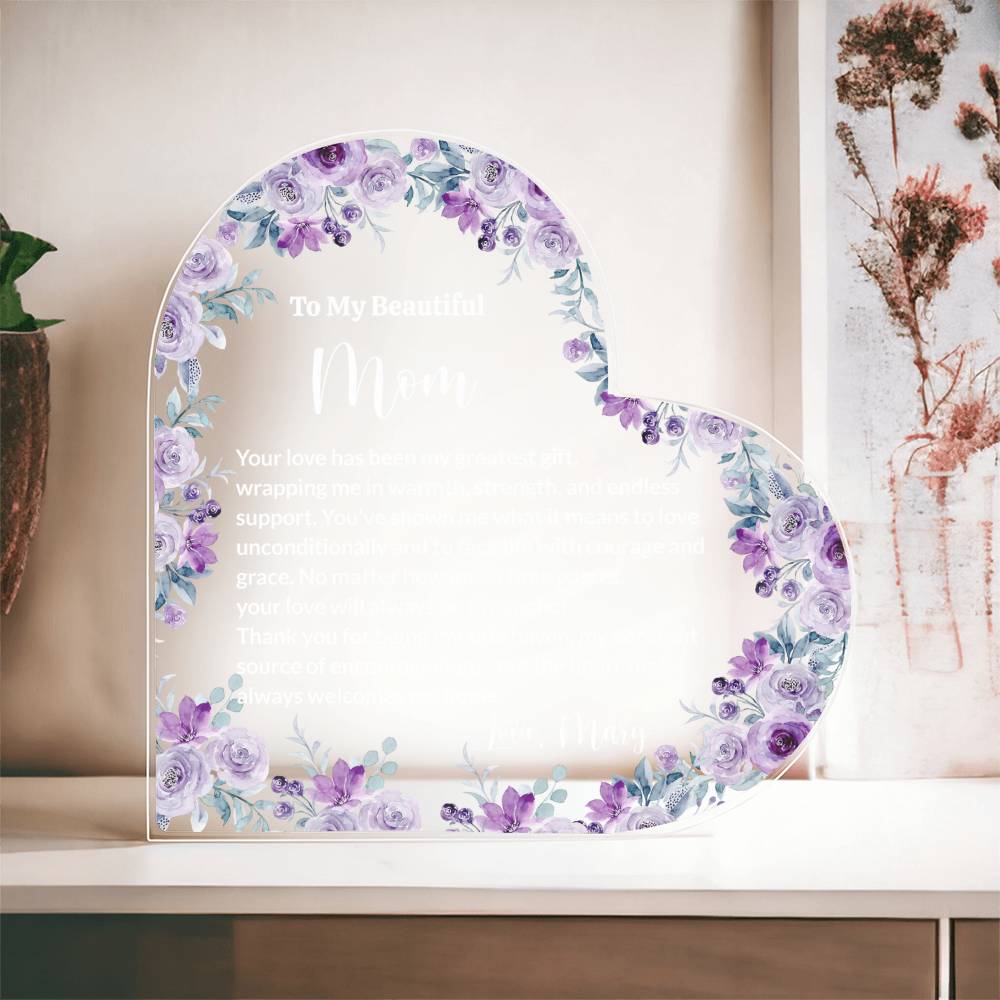 Mom Acrylic Heart Block