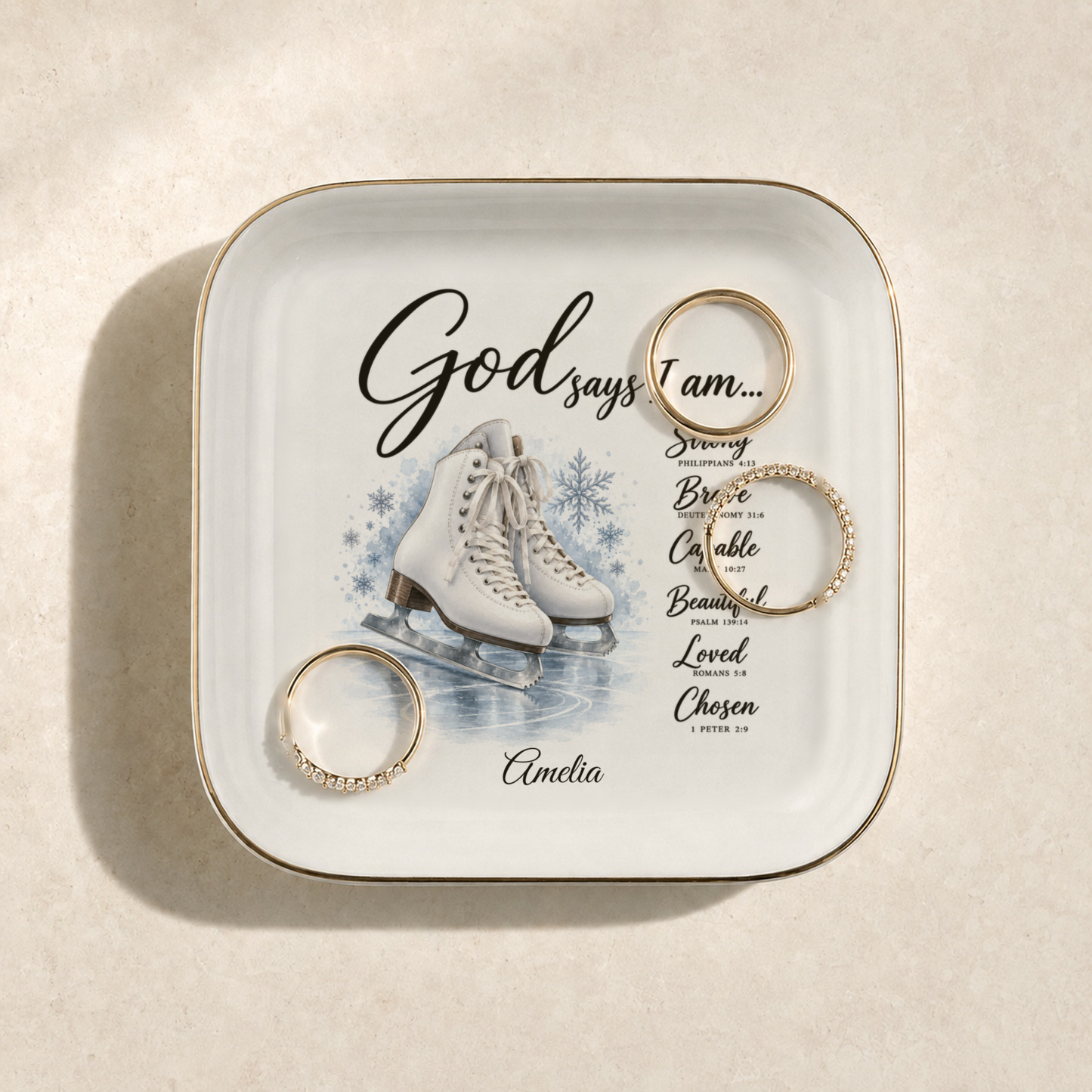 Ice Skating Christian Jewelry Dish Trinket Tray