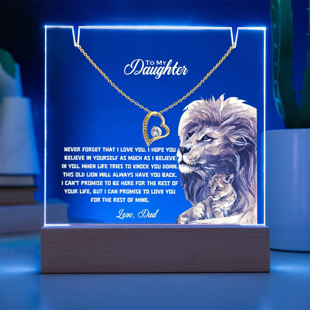 Daughter Keepsake LED Acrylic Heart Necklace & Plaque-[Heartfelt Family Gift]