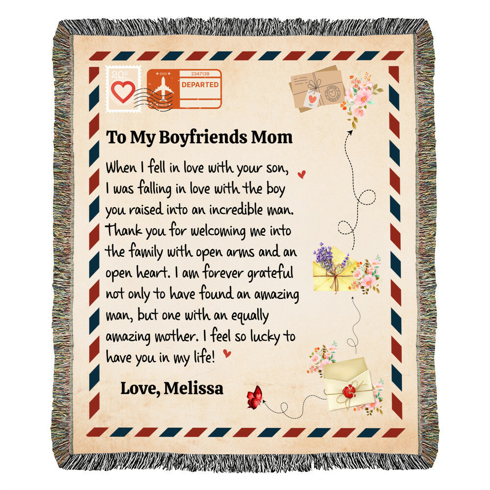Boyfriends Mom Blanket Woven Cotton Couch Throw-[Heartfelt Family Gift]