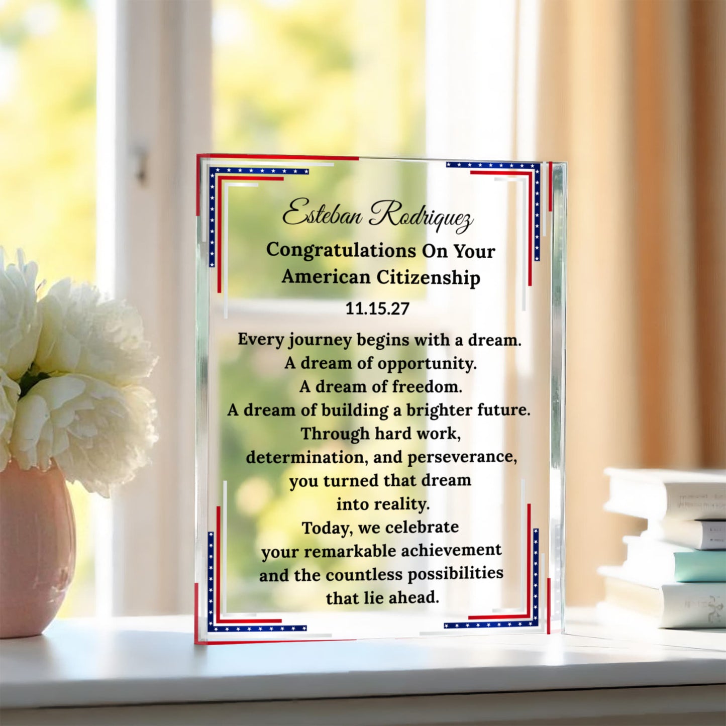 New United States Citizen Congratulations Plaque