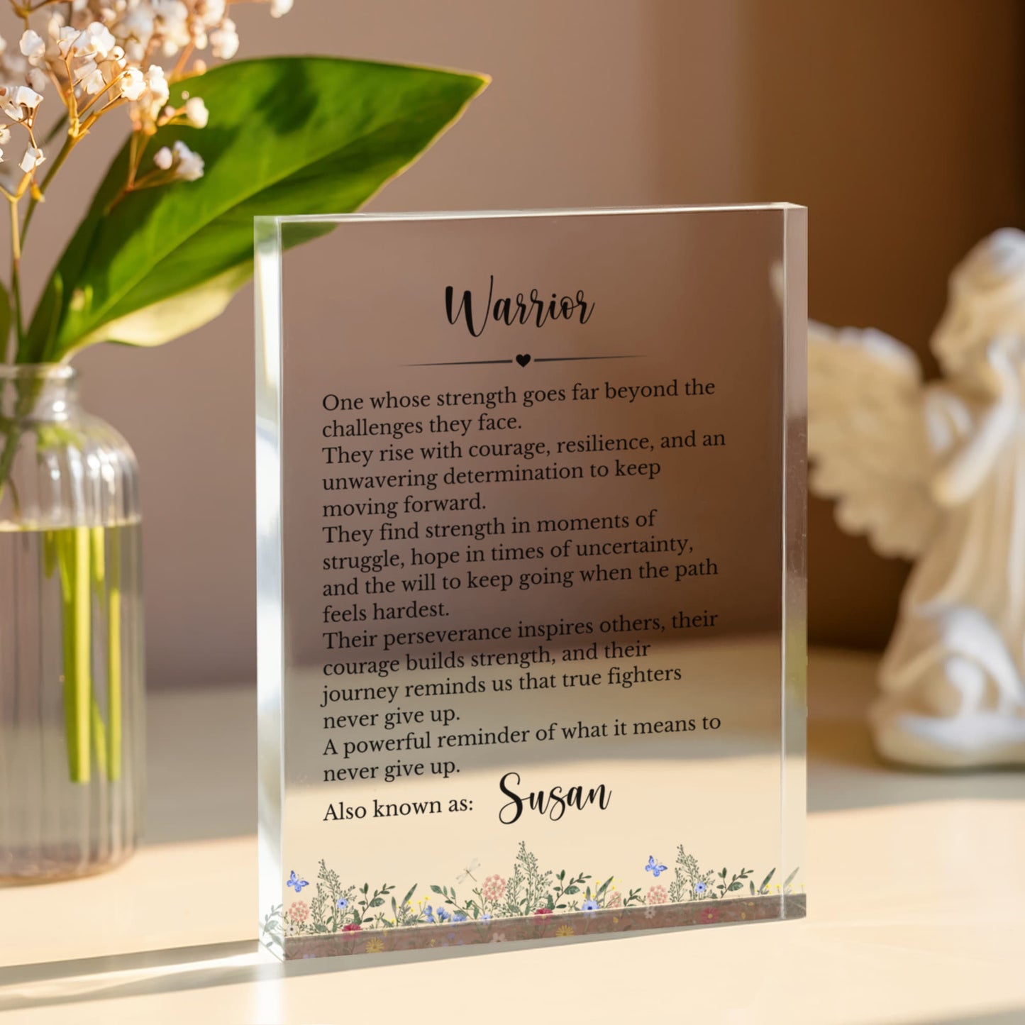 Strength of Fighter Heart of a Warrior Plaque