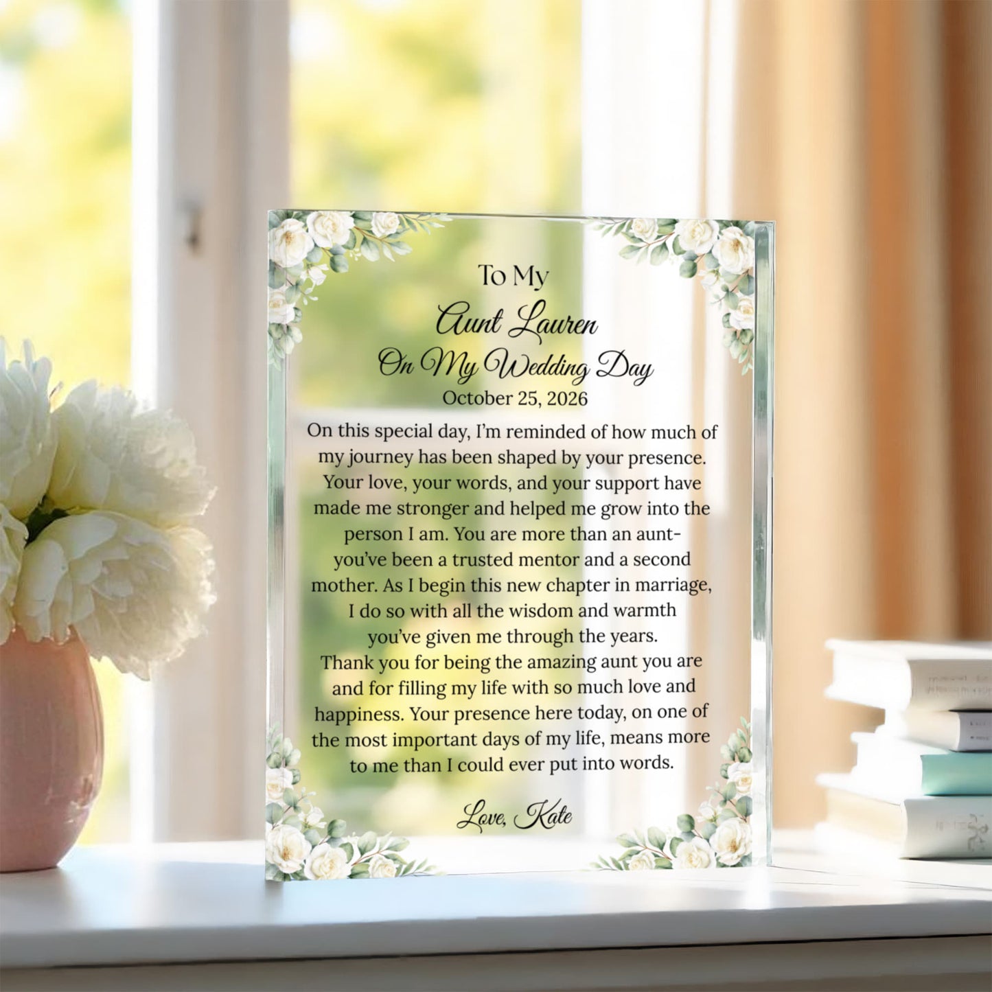 To My Aunt on My Wedding Day Gift Plaque
