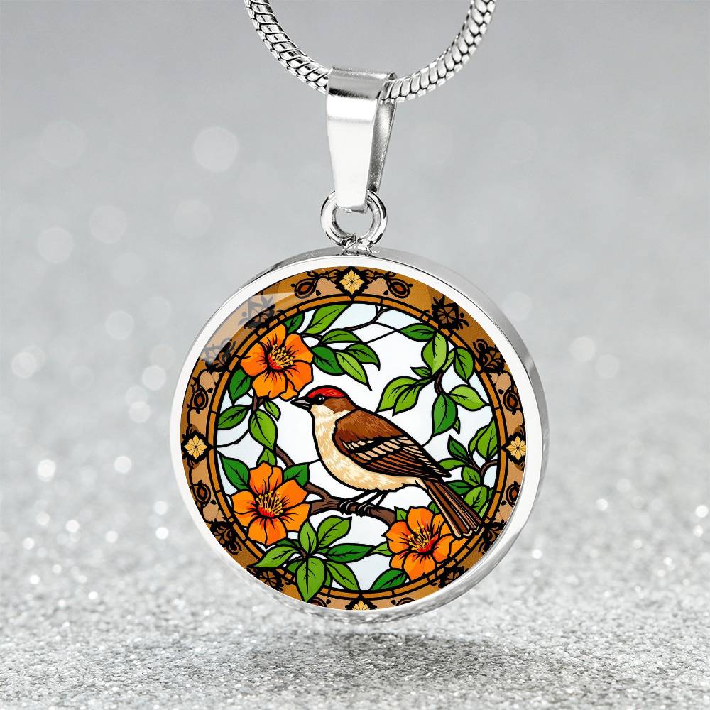 Robin Bird Pendant Necklace, Floral Design Jewelry, Nature Inspired Gift, Artful Bird Necklace, Gold Pendant with Bird Motif, Necklace Gift for Her