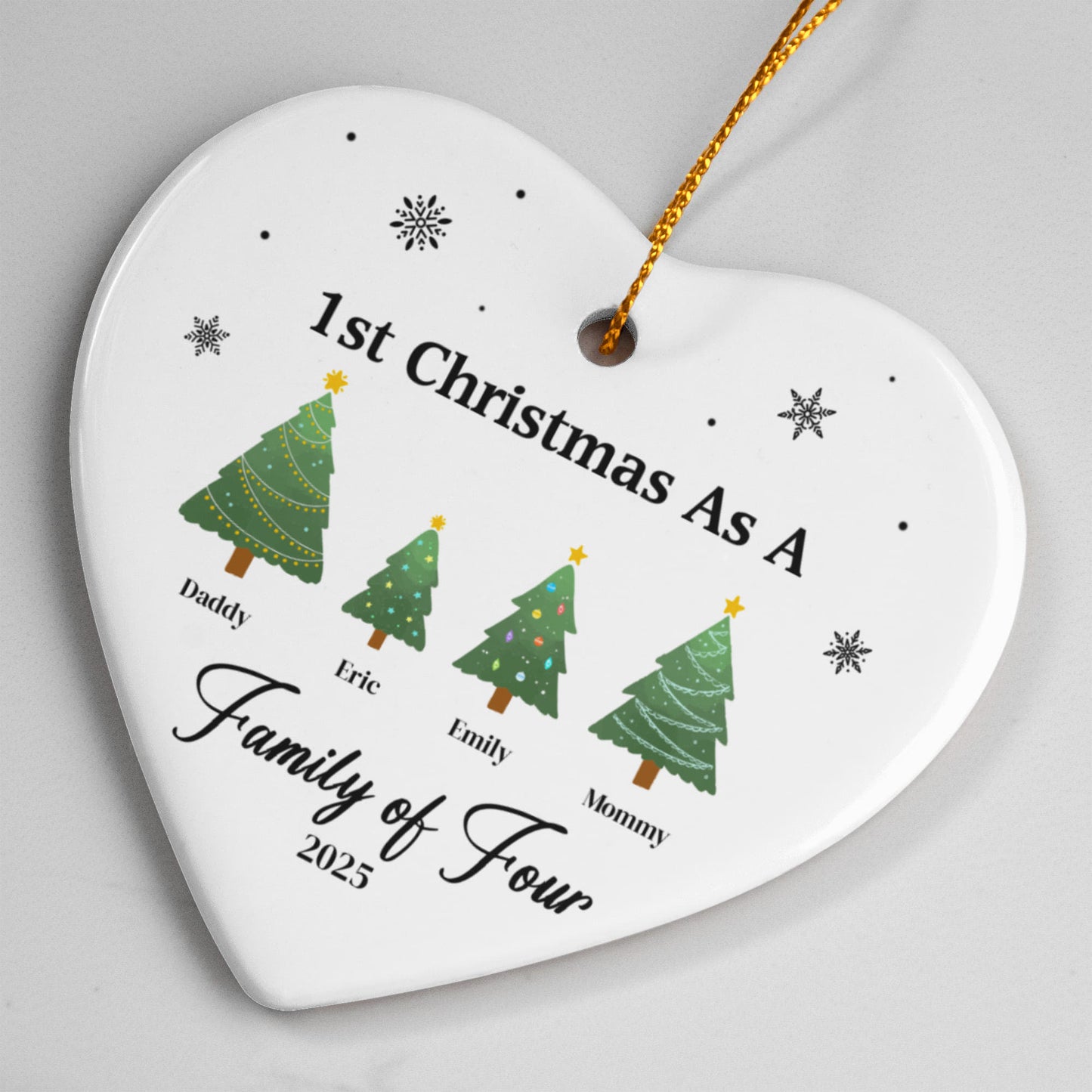 1st Christmas As  Family of Four Ornament