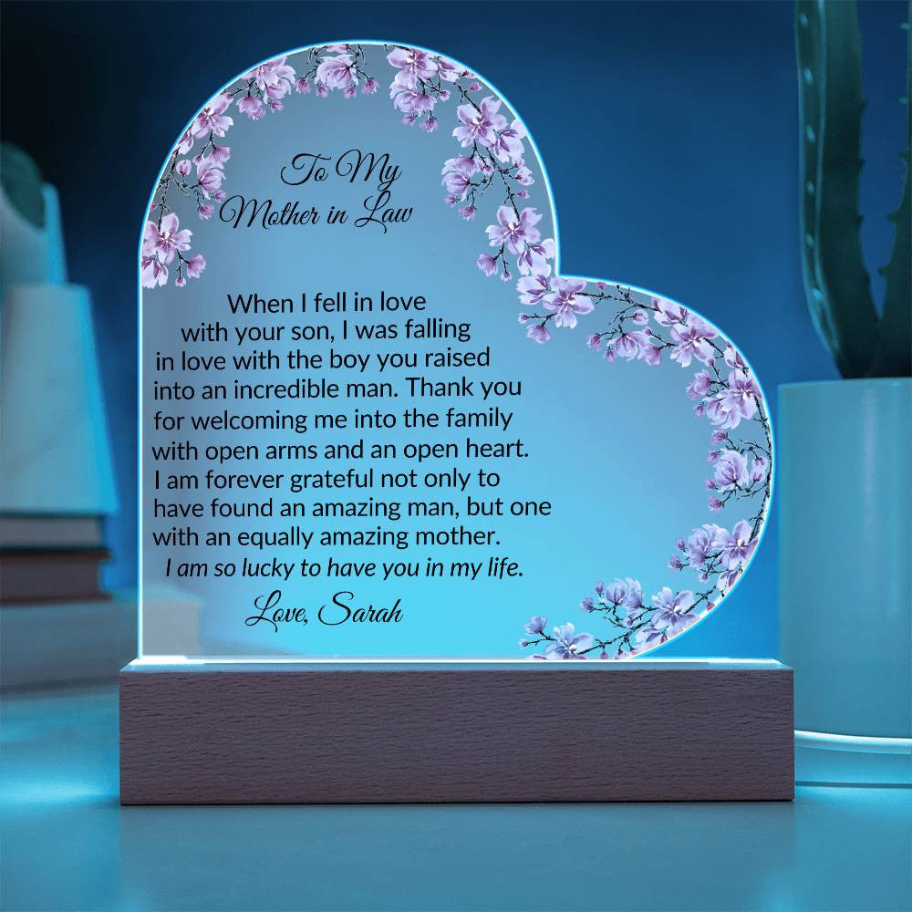 Mother in Law Led Heart Plaque