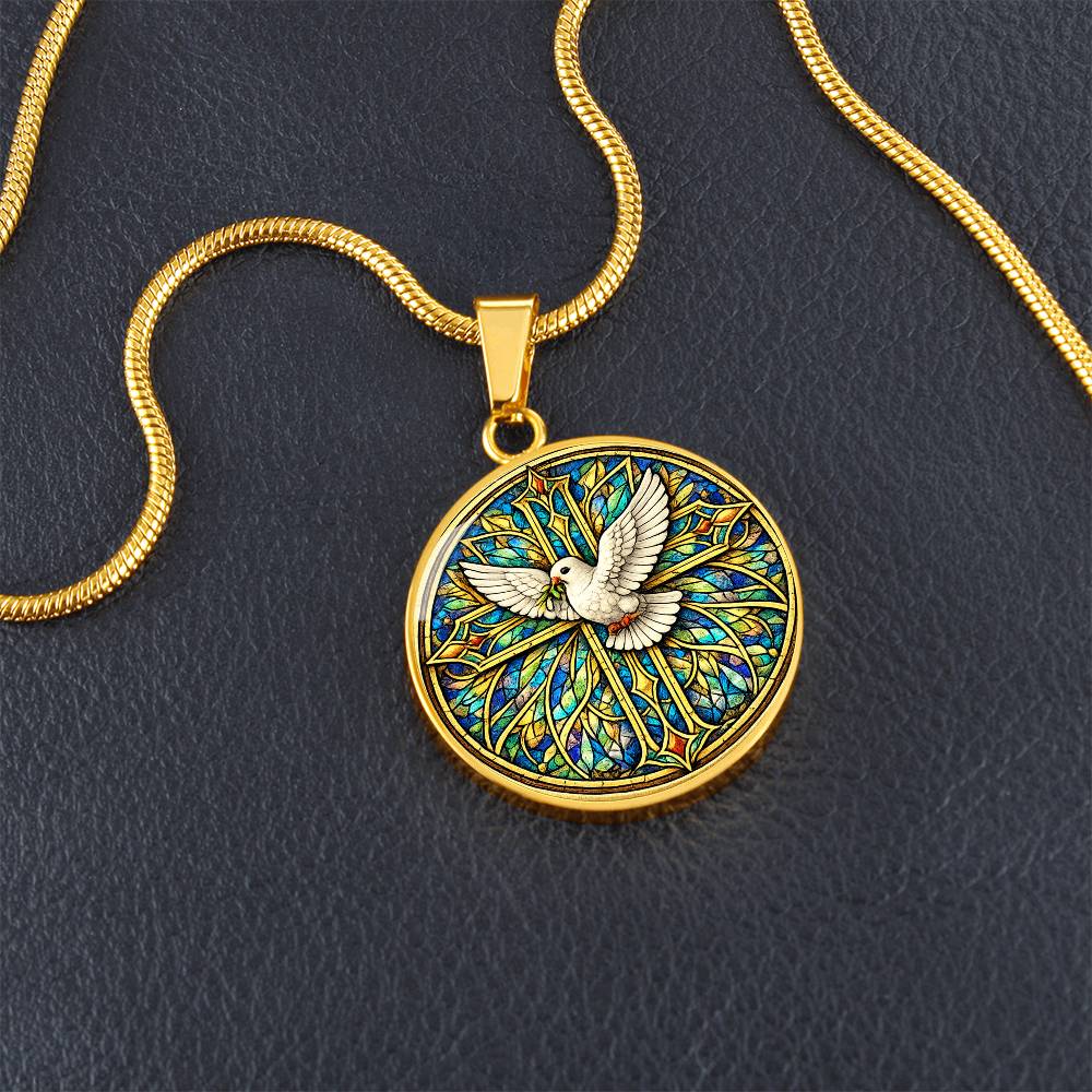 Personalized Dove and Holy Cross Necklace, Women's Religious Jewelry Gift