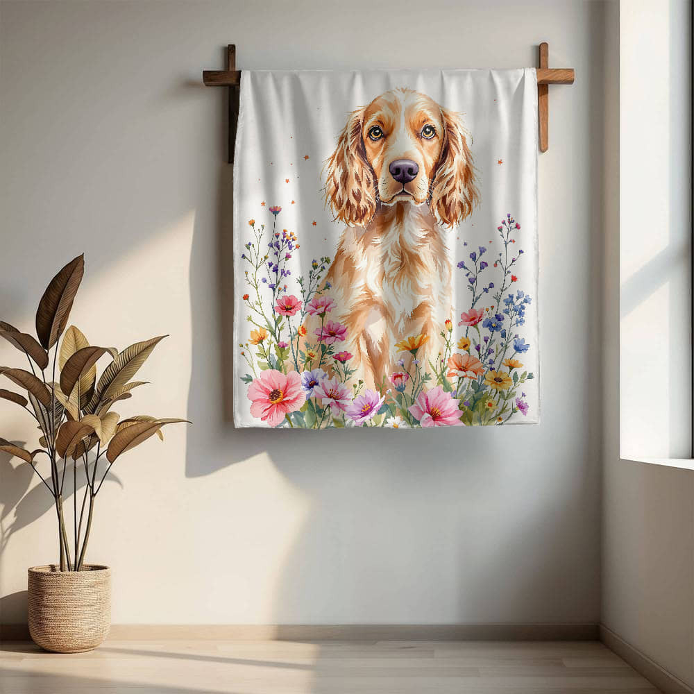 Wildflower Floral Cocker Spaniel Dog Blanket-[Heartfelt Family Gift]