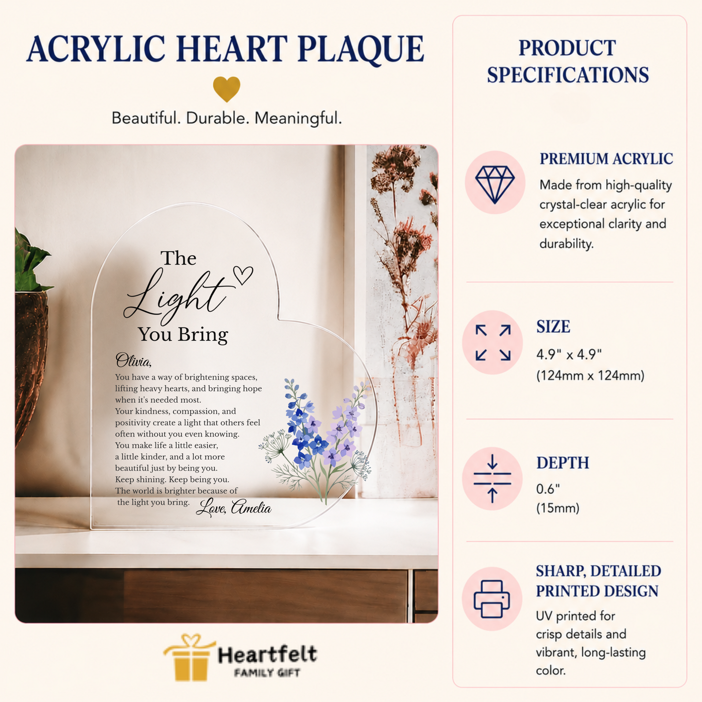 The Light You Bring Inspirational Plaque
