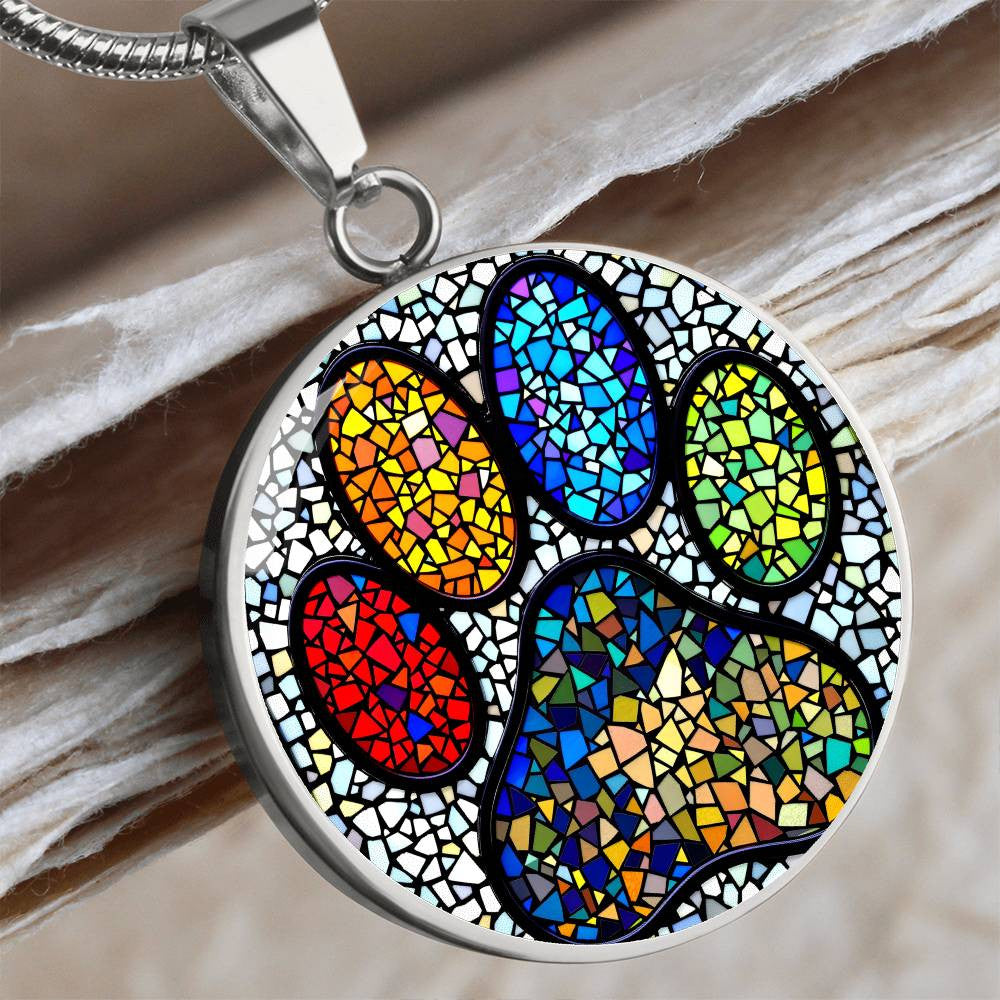 Paw Print Rainbow Bridge Pendant Necklace-[Heartfelt Family Gift]