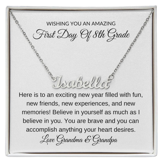 1st Day of School Necklace Gift - Custom Grade & Signature
