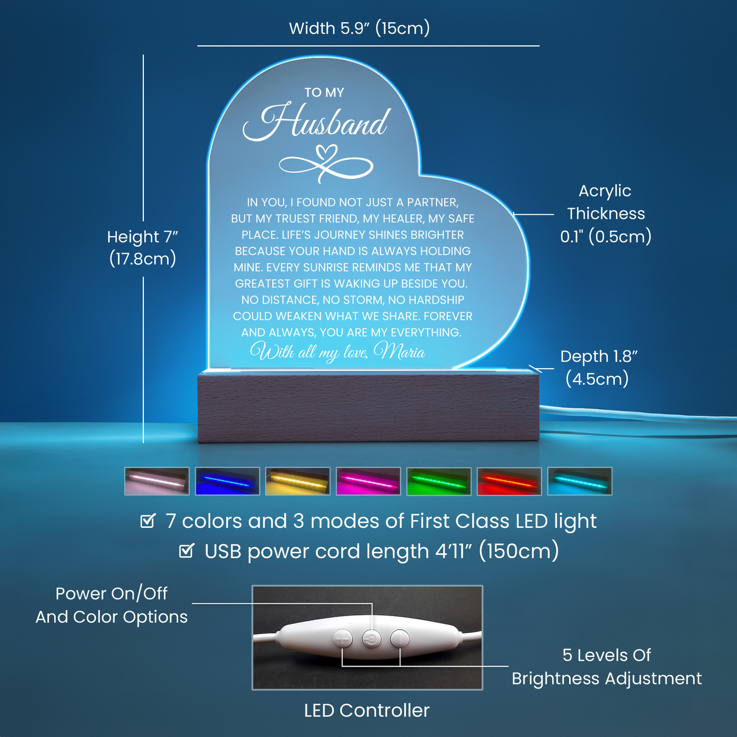 Husband Infinity Heart Acrylic Plaque