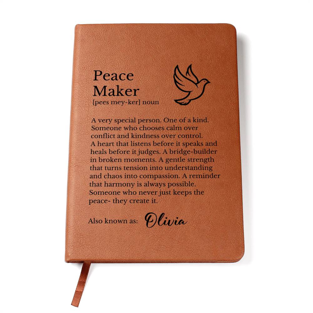 Peace Maker Journal, Mindfulness Diary, Personalized Notebook, Gift for Writers, Inspirational Journal, Custom Diary
