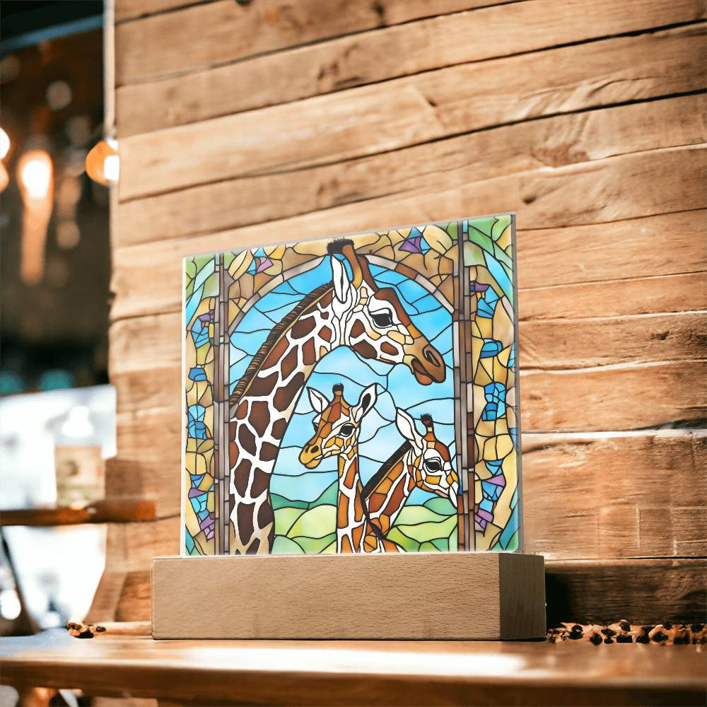 Giraffe Family  Acrylic Square Plaque-[Heartfelt Family Gift]