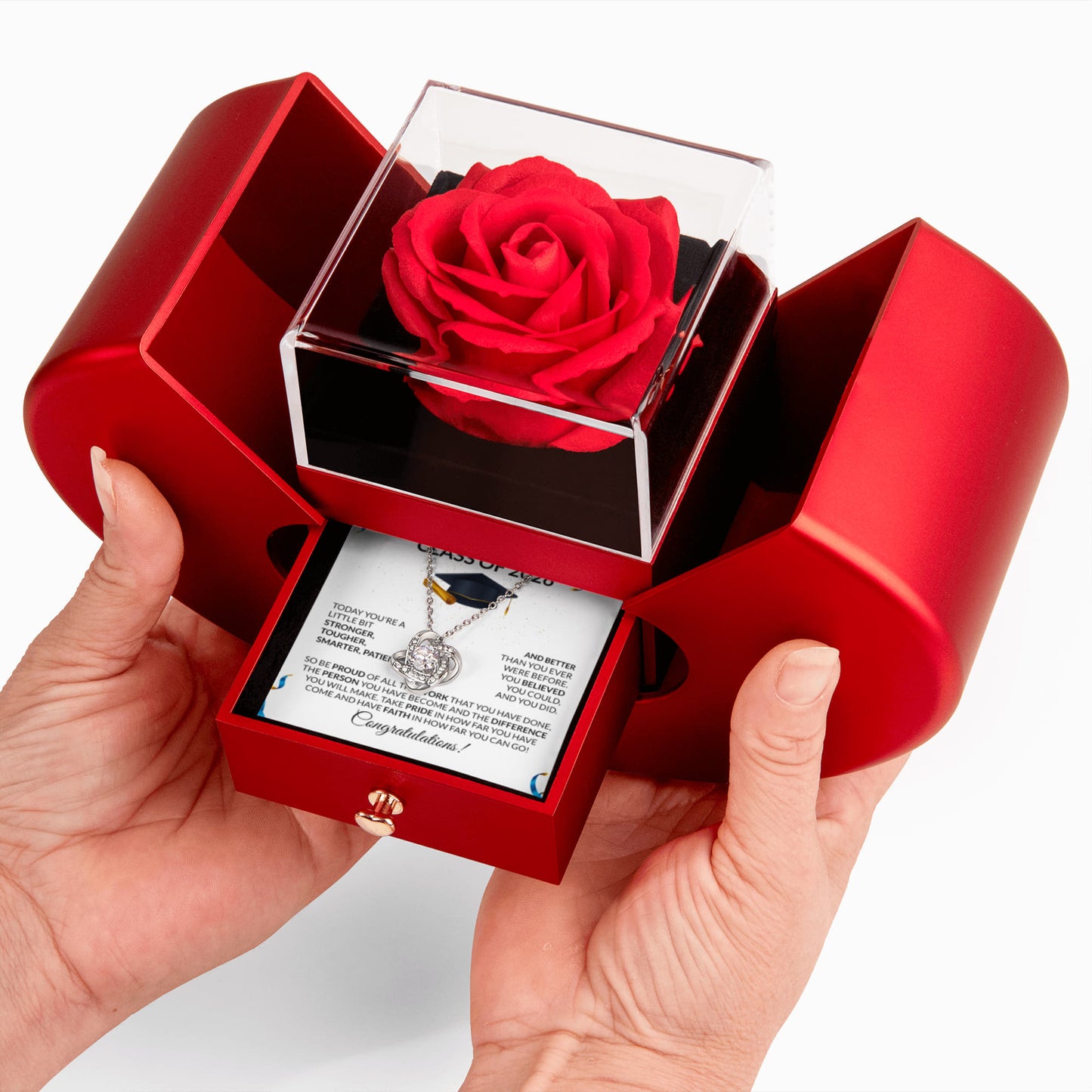 Class of 2026 Graduation Necklace Rose Gift Box Set
