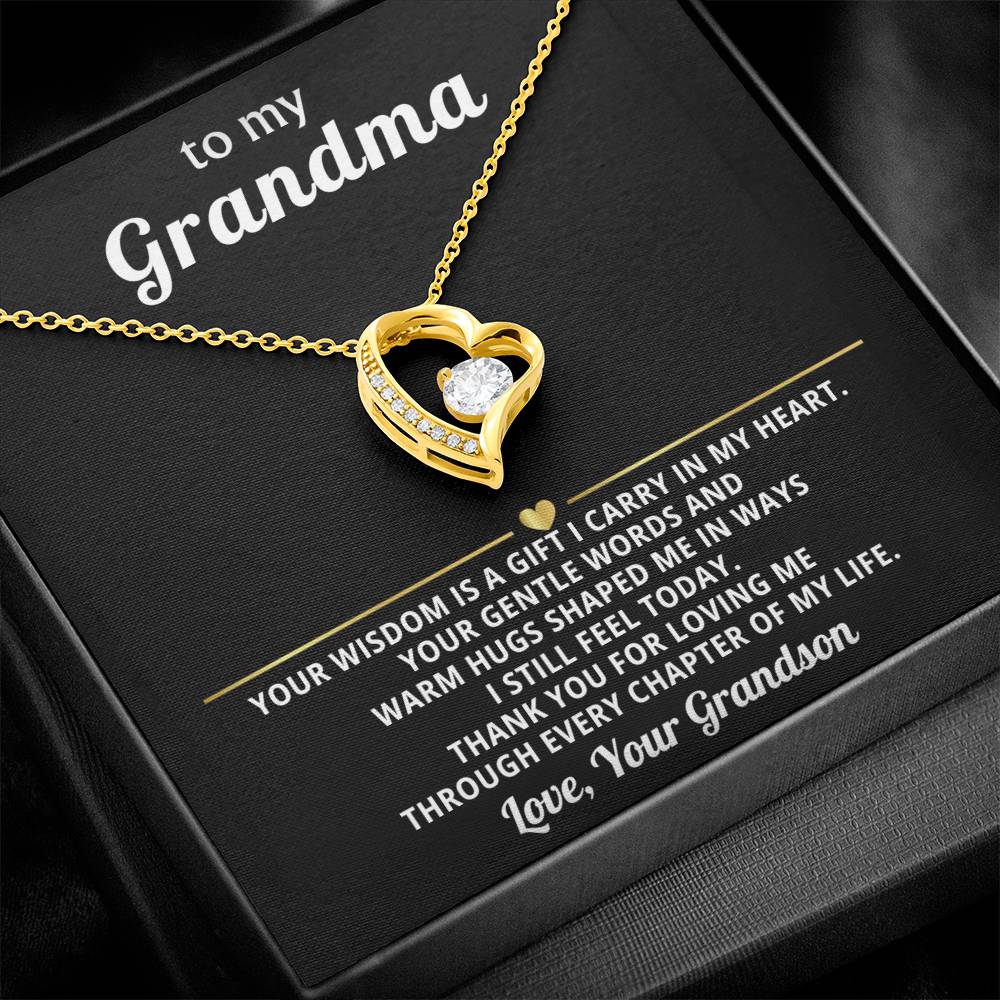 To My Grandma Necklace Gift from Granddaughter or Grandson