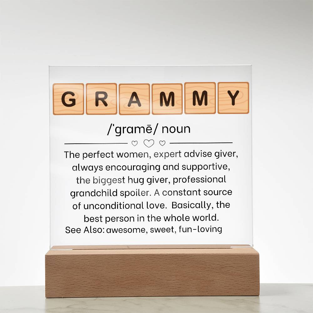 Personalized Grammy Definition Acrylic Sign with Grandkids Names