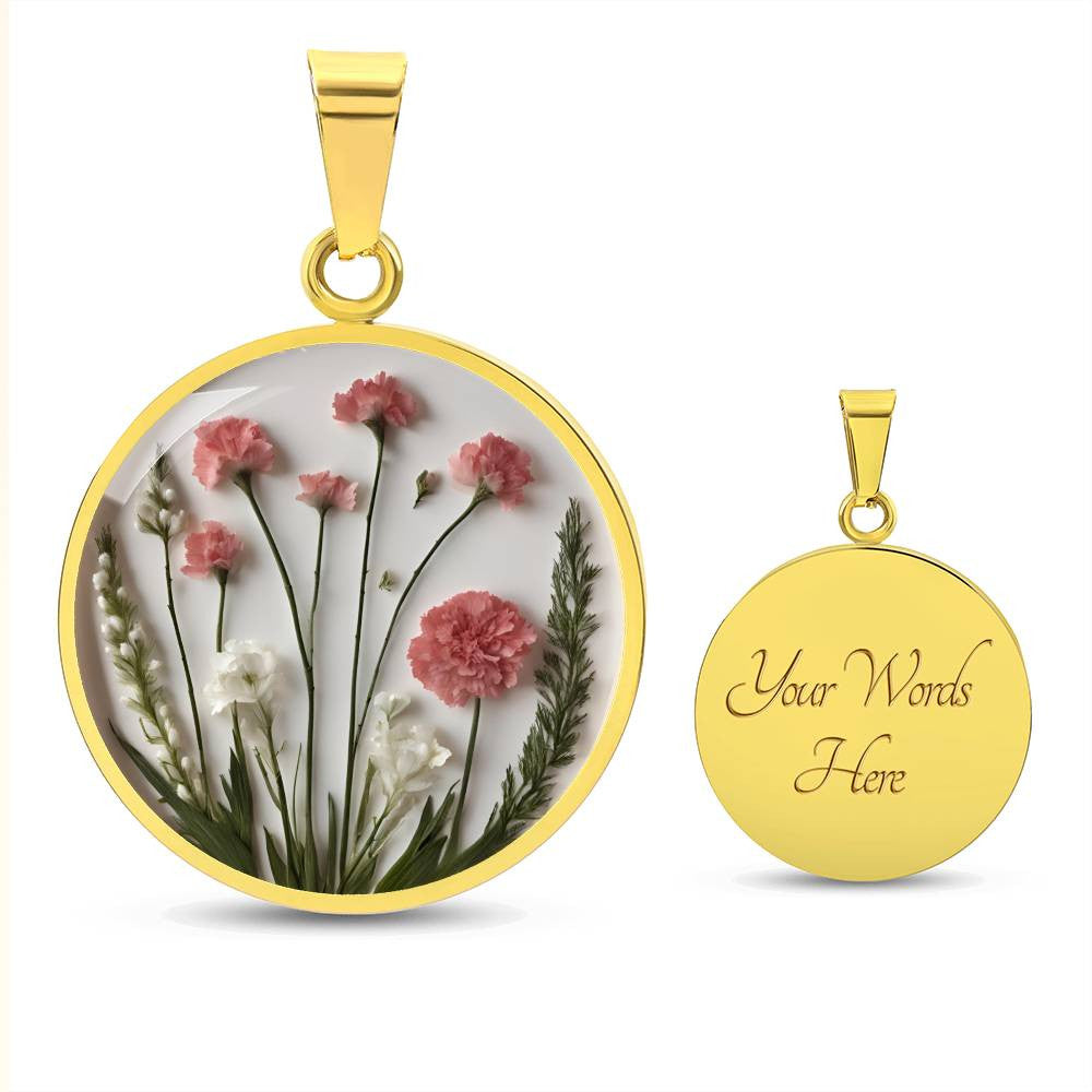 January Birthflower Necklace Carnation and Snow drop Floral pendant-[Heartfelt Family Gift]