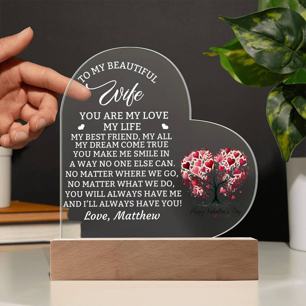 Valentines Day Acrylic Heart Gift for Wife-[Heartfelt Family Gift]