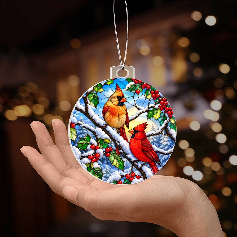 Cardinal Stained Glass Ornament