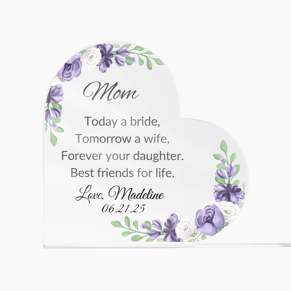 Mother of The Bride Acrylic Heart Plaque-[Heartfelt Family Gift]