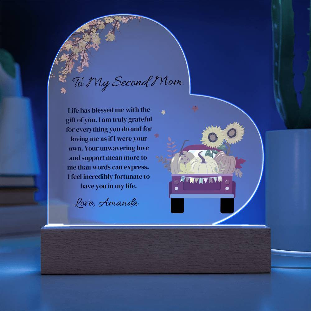 Second Mom Heart PlaqueAcrylic Heart Plaque-[Heartfelt Family Gift]
