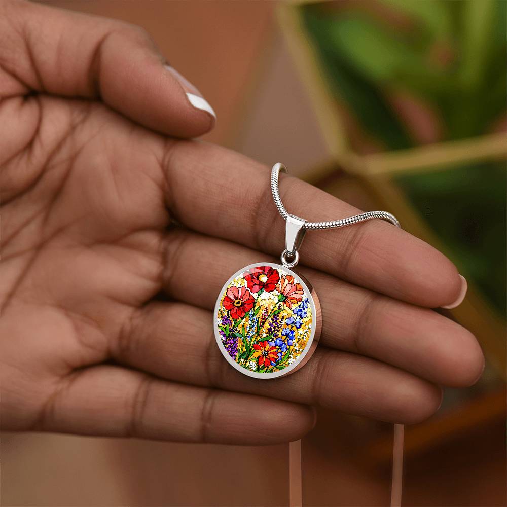 Poppies Floral Pendant Necklace