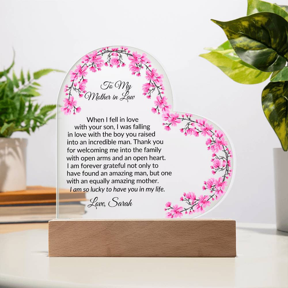 Mother in Law Led Heart Plaque