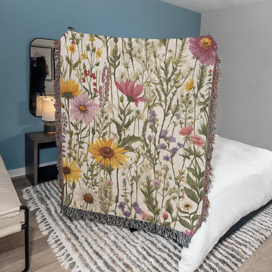 Wildflower Woven Blanket - Soft Eco-Friendly Home Decor-[Heartfelt Family Gift]
