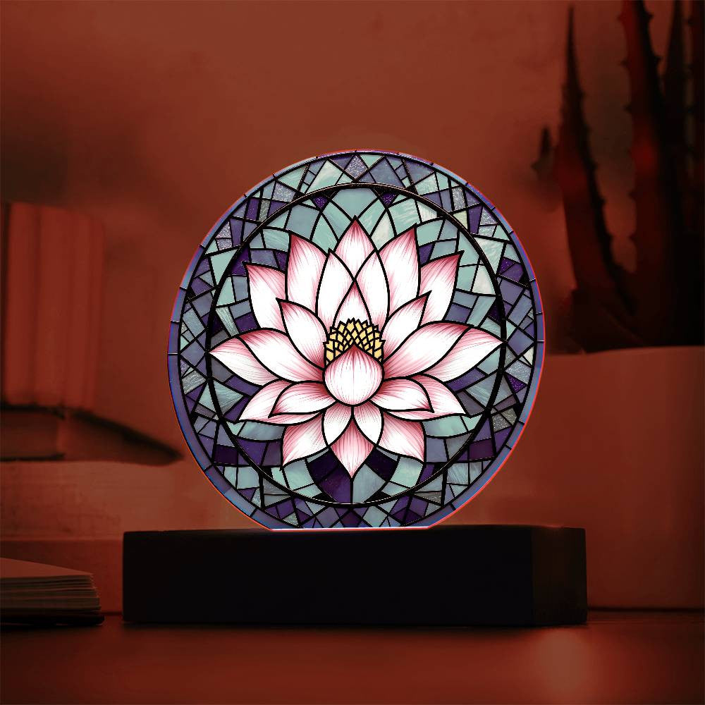 Lotus Flower Acrylic Nightlight Plaque-[Heartfelt Family Gift]