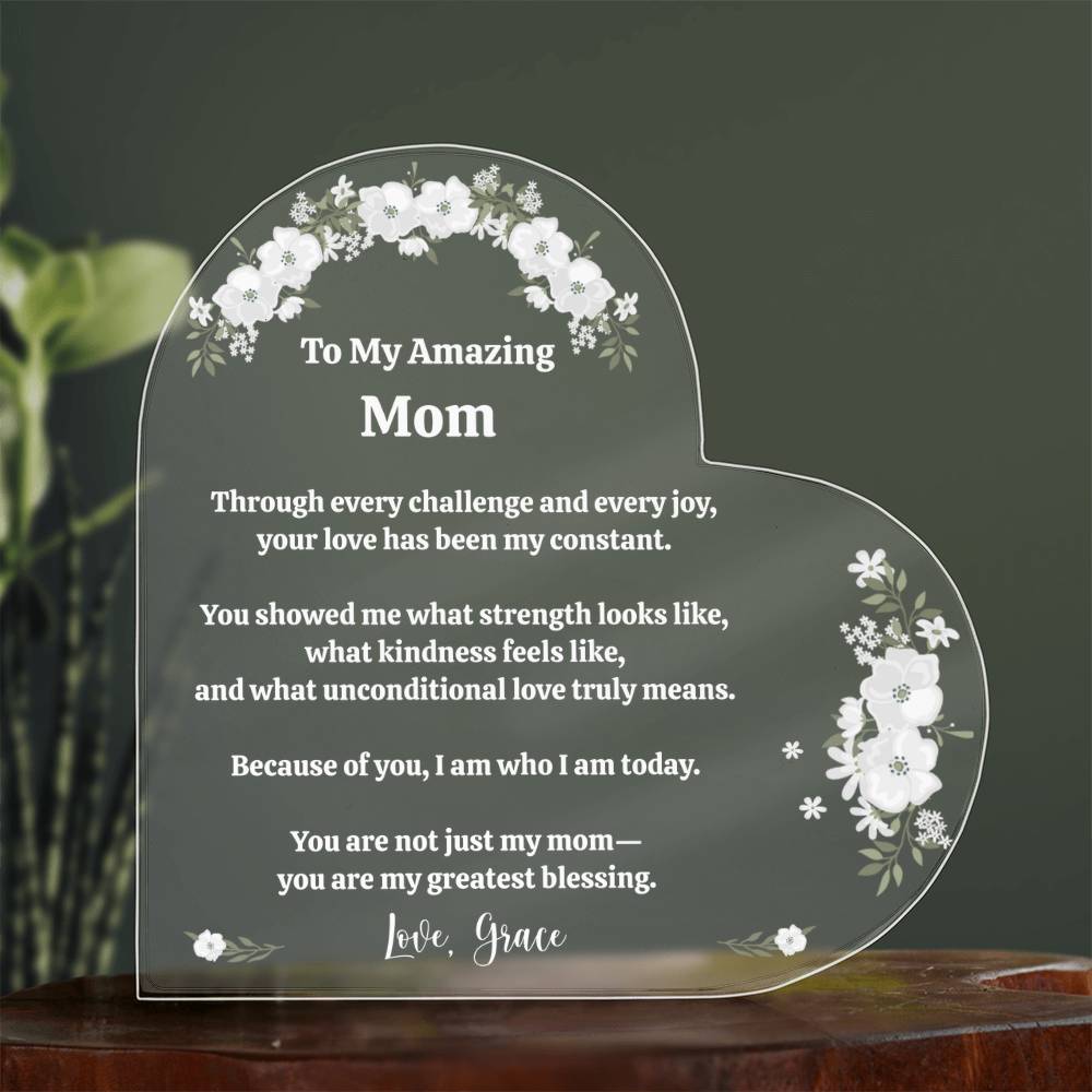 Mom Acrylic Heart Block