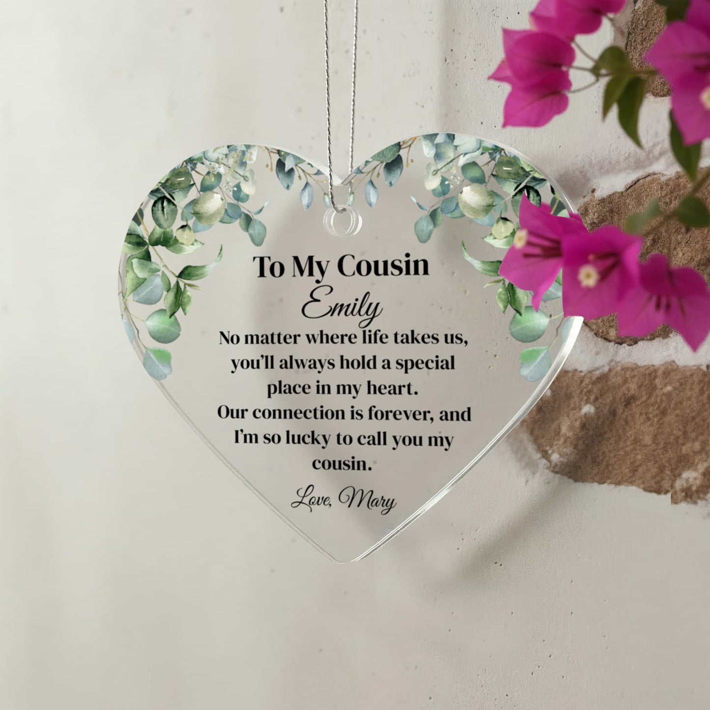 Cousin Acrylic Heart Ornament