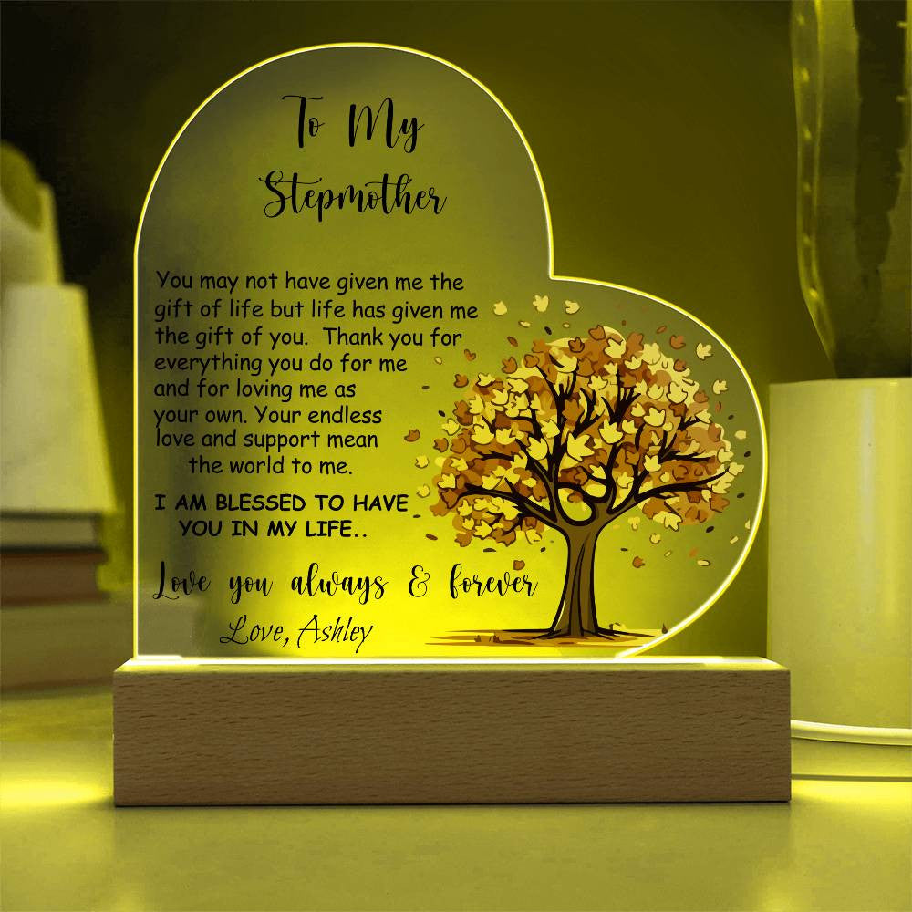 Stepmother Acrylic Heart Plaque Gift-[Heartfelt Family Gift]