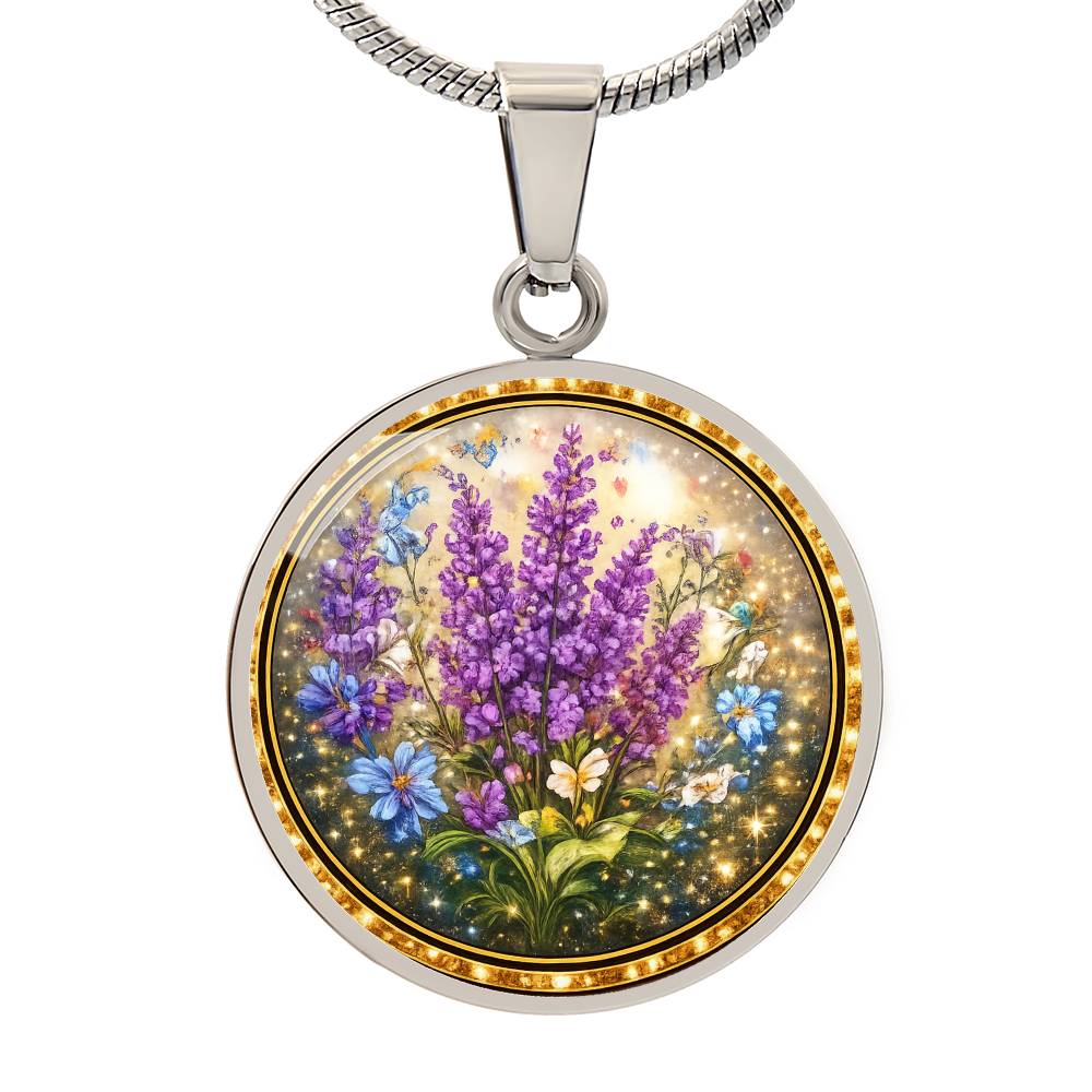 Lavender Flowers Personalized Engraved Necklace Bracelet or Keychain