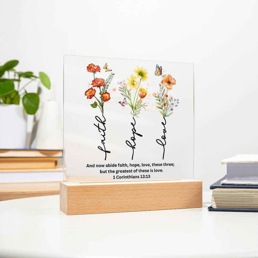 Faith Hope and Love Plaque Wedding Anniversary Gift-[Heartfelt Family Gift]