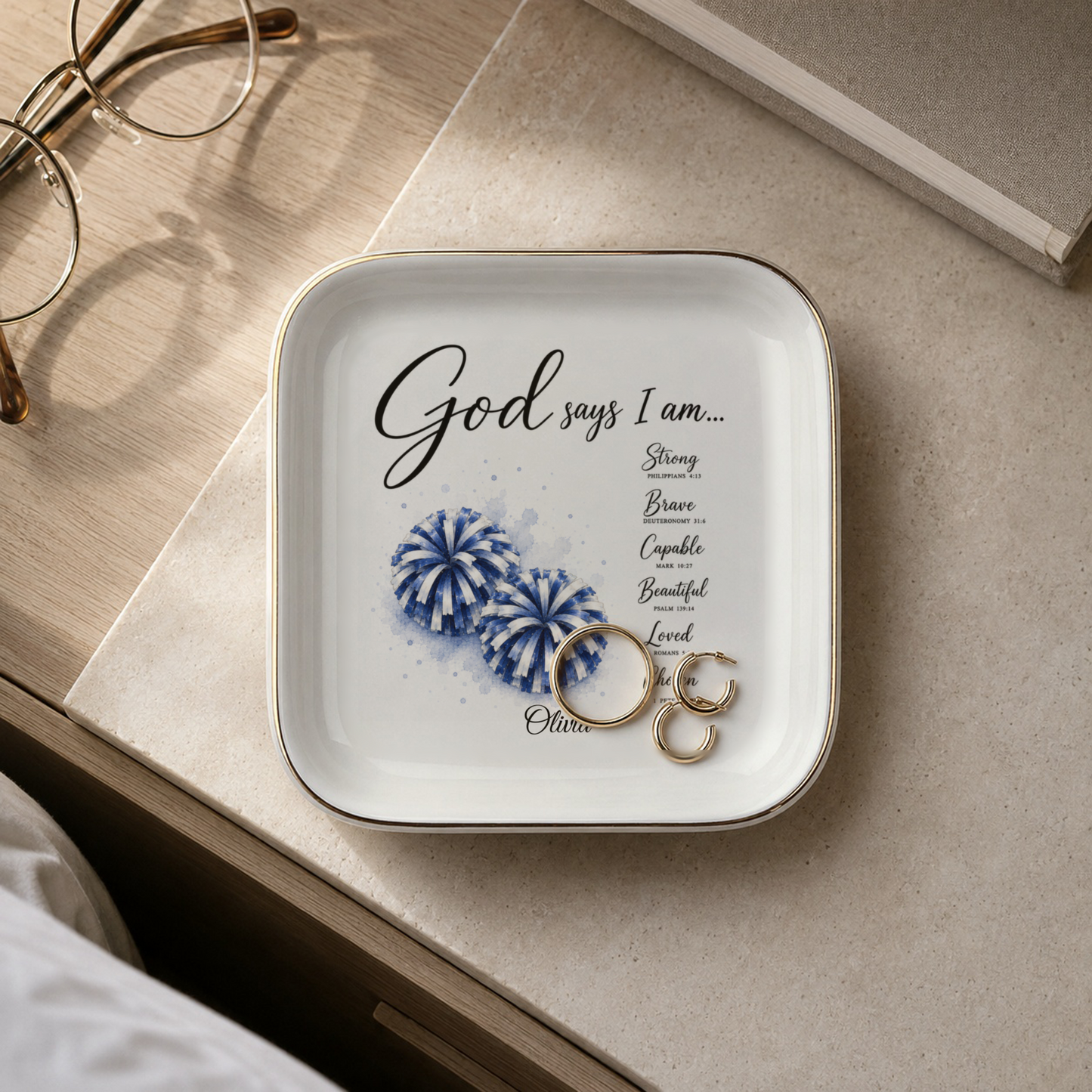 Christian Cheerleader Jewelry Dish Trinket Tray