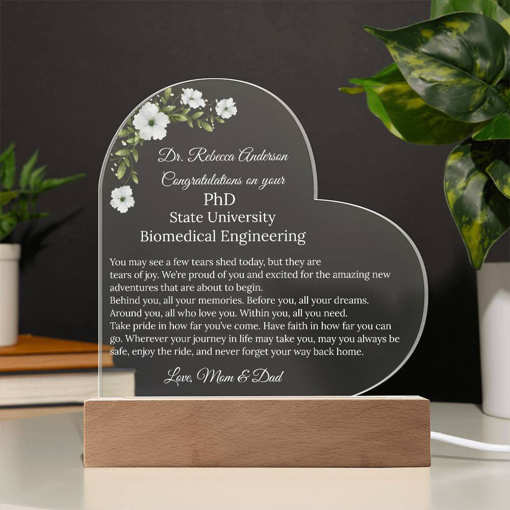 Personalized Doctorate Degree Phd Graduation Plaque