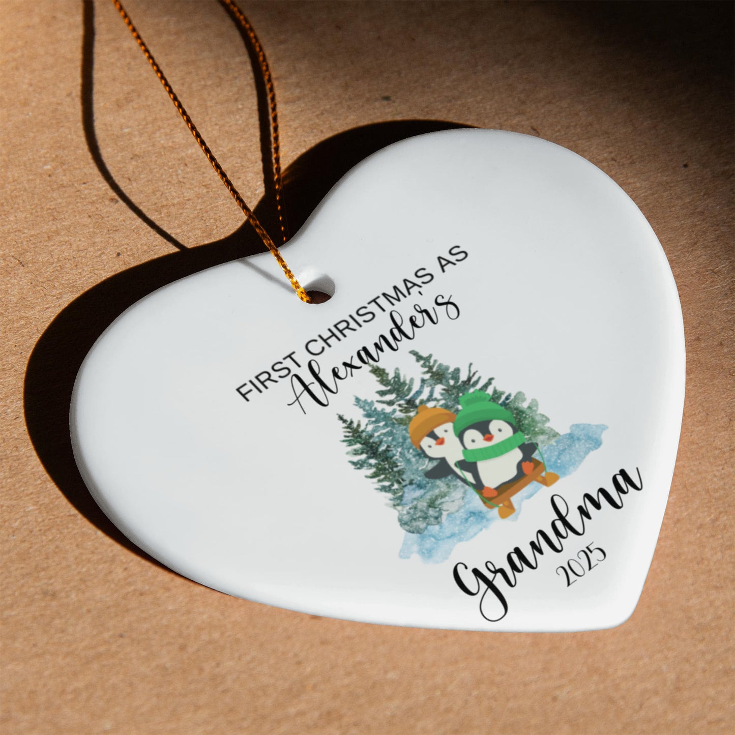 First Christmas As Grandma Heart Ornament