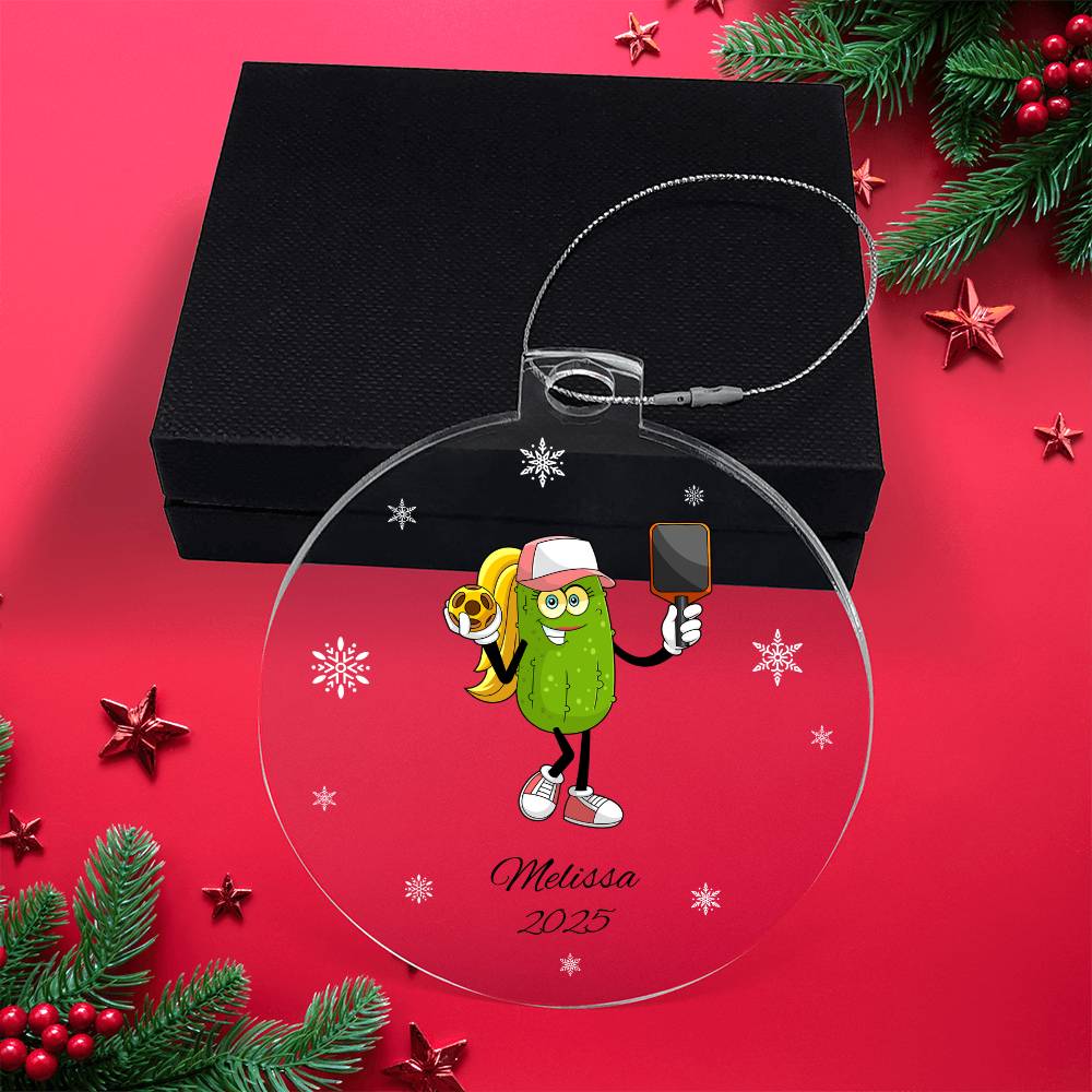 Pickleball Player Acrylic Christmas Ornament
