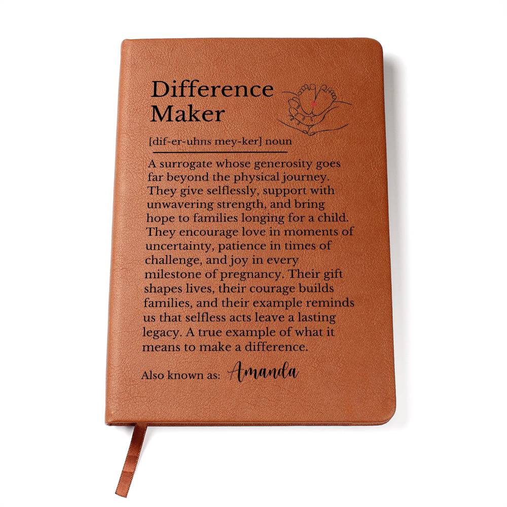 Surrogate Thank You Gift, Vegan Leather Journal, Personalized Gift for Surrogates