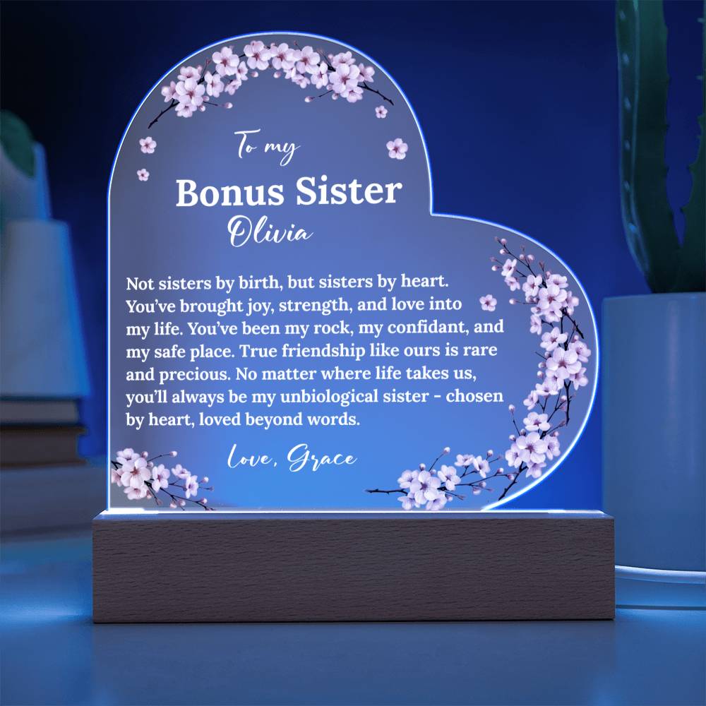 Bonus Sister in Heart Acrylic Heart Plaque