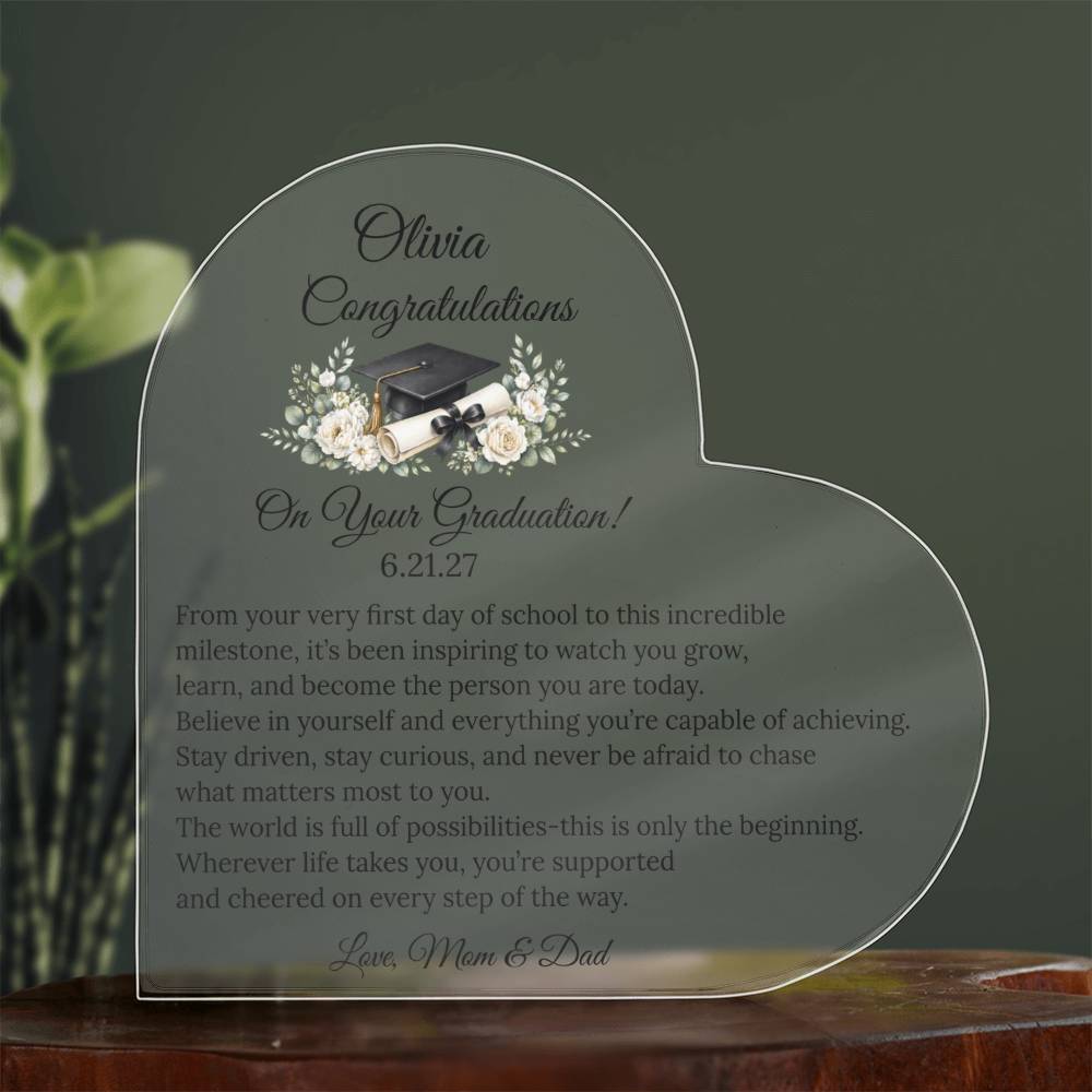 Personalized Graduation Acrylic Heart Gift