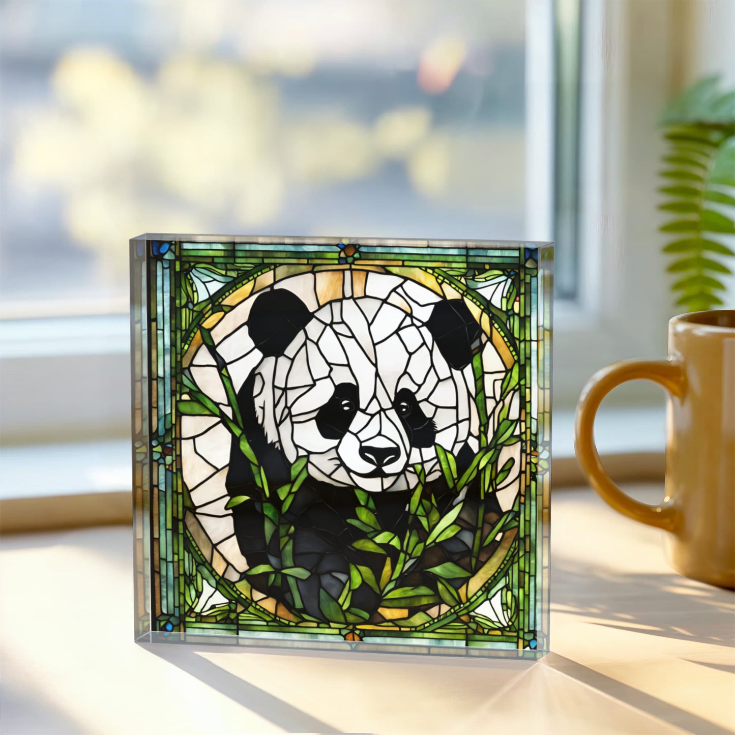 Panda Acrylic Plaque, Stained Glass Style Decor, Nature Wall Art, Animal Lover Gift, Panda Home Decor, Unique Gift for Friends