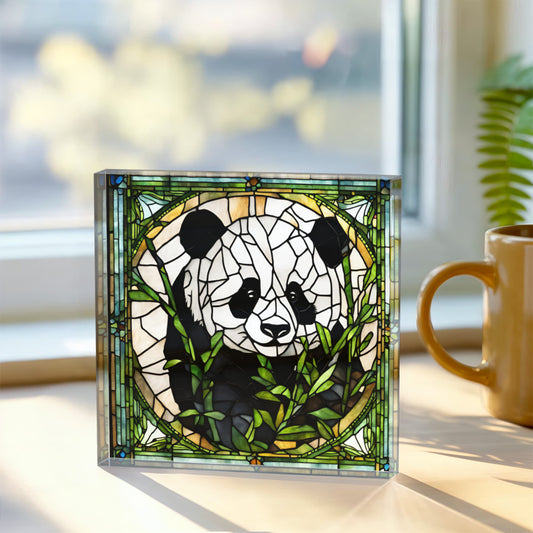 Panda Acrylic Plaque, Stained Glass Style Decor, Nature Wall Art, Animal Lover Gift, Panda Home Decor, Unique Gift for Friends