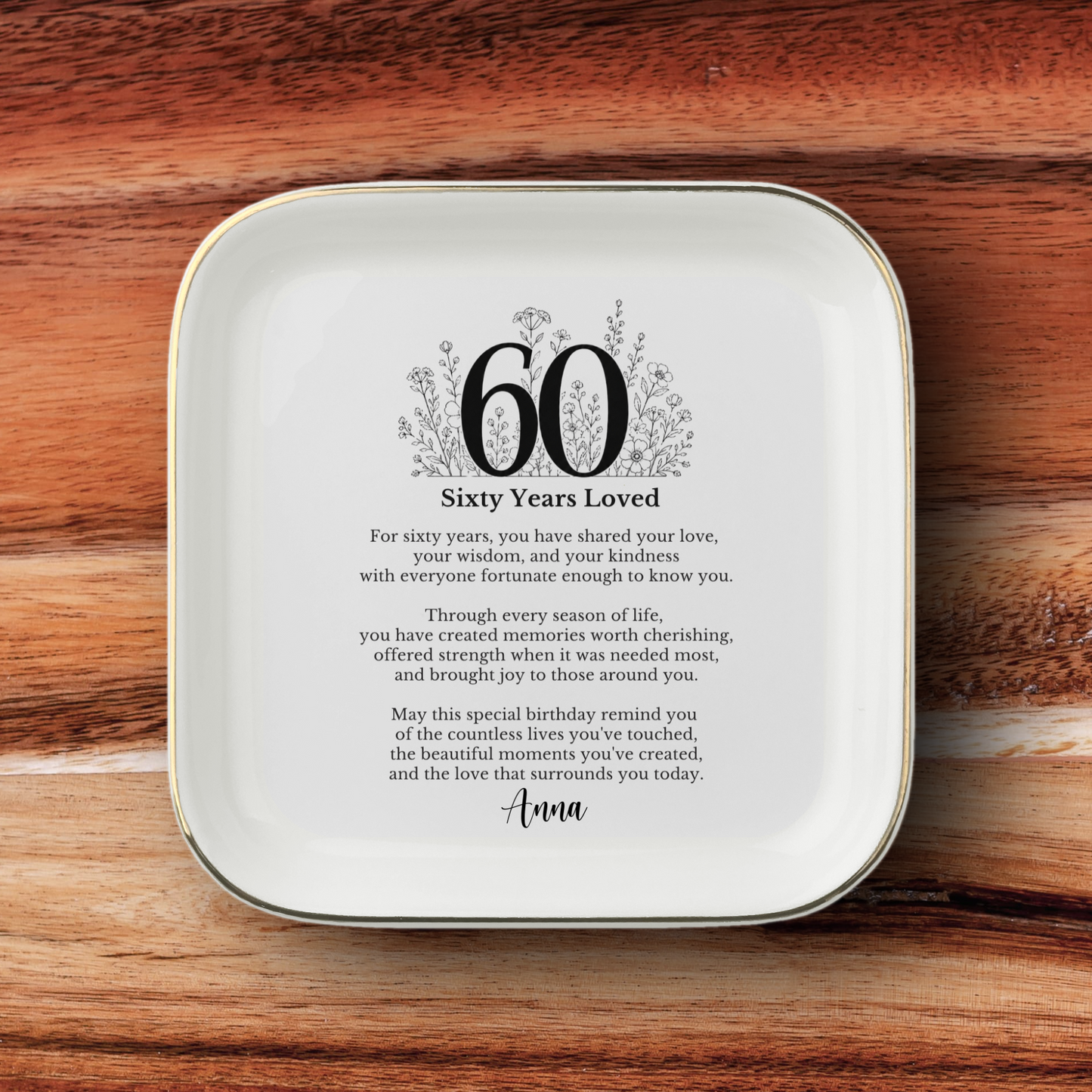 60th Birthday Jewelry Dish