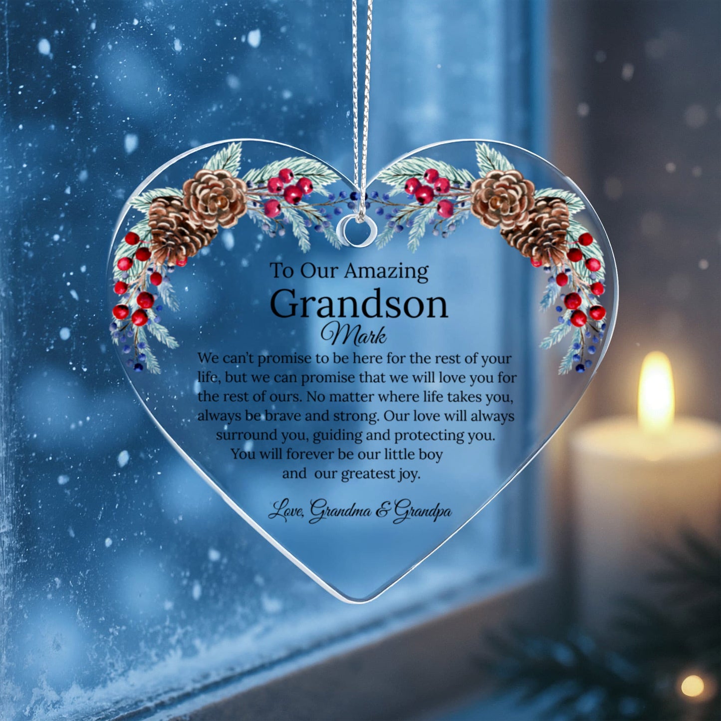 Grandson Acrylic Heart Ornament