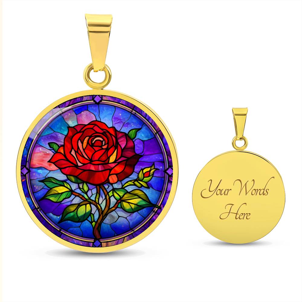 Red Rose Necklace with Engraving