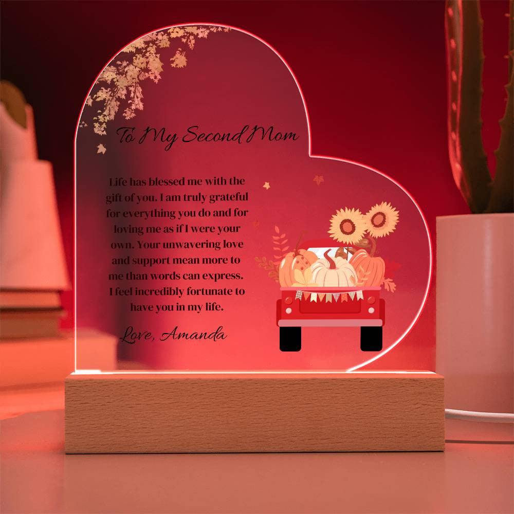 Second Mom Heart PlaqueAcrylic Heart Plaque-[Heartfelt Family Gift]