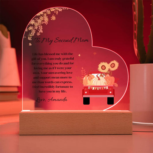 Second Mom Heart PlaqueAcrylic Heart Plaque-[Heartfelt Family Gift]